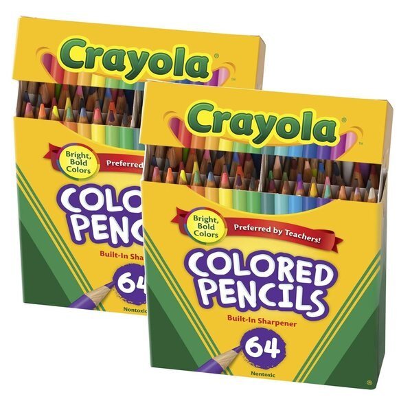 Short Colored Pencils, 64 Colors Per Set, 128PK, Crayola, Mfr#: 683364
